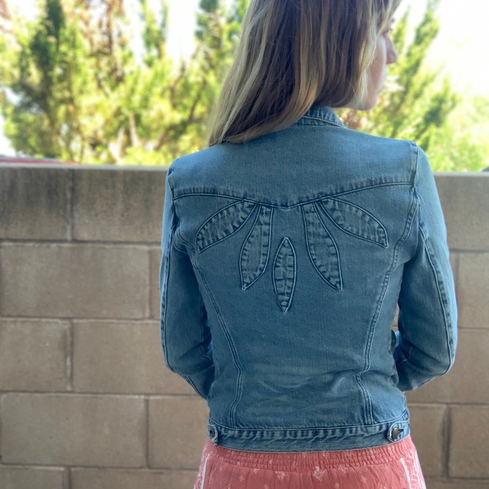 Mng Jeans Patchwork Jacket Size Small - image 6